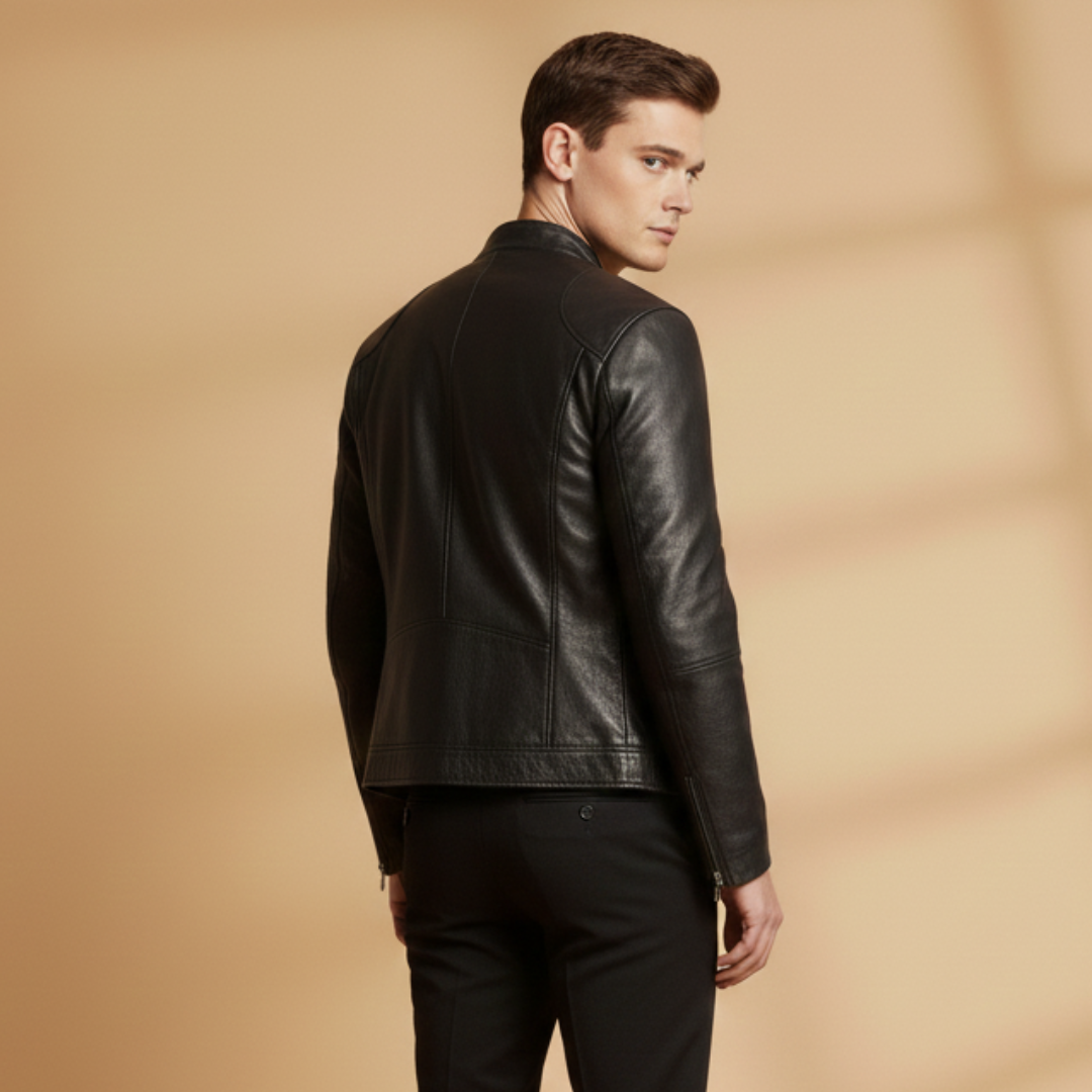 Malcolm Pratt | Biker Leather Jacket With Zip-Front Detail
