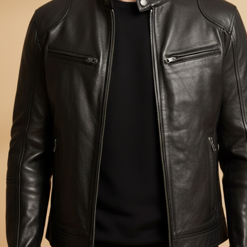 Malcolm Pratt | Biker Leather Jacket With Zip-Front Detail