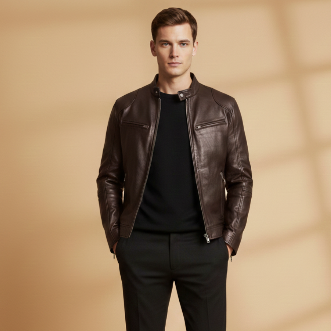 Malcolm Pratt | Biker Leather Jacket With Zip-Front Detail