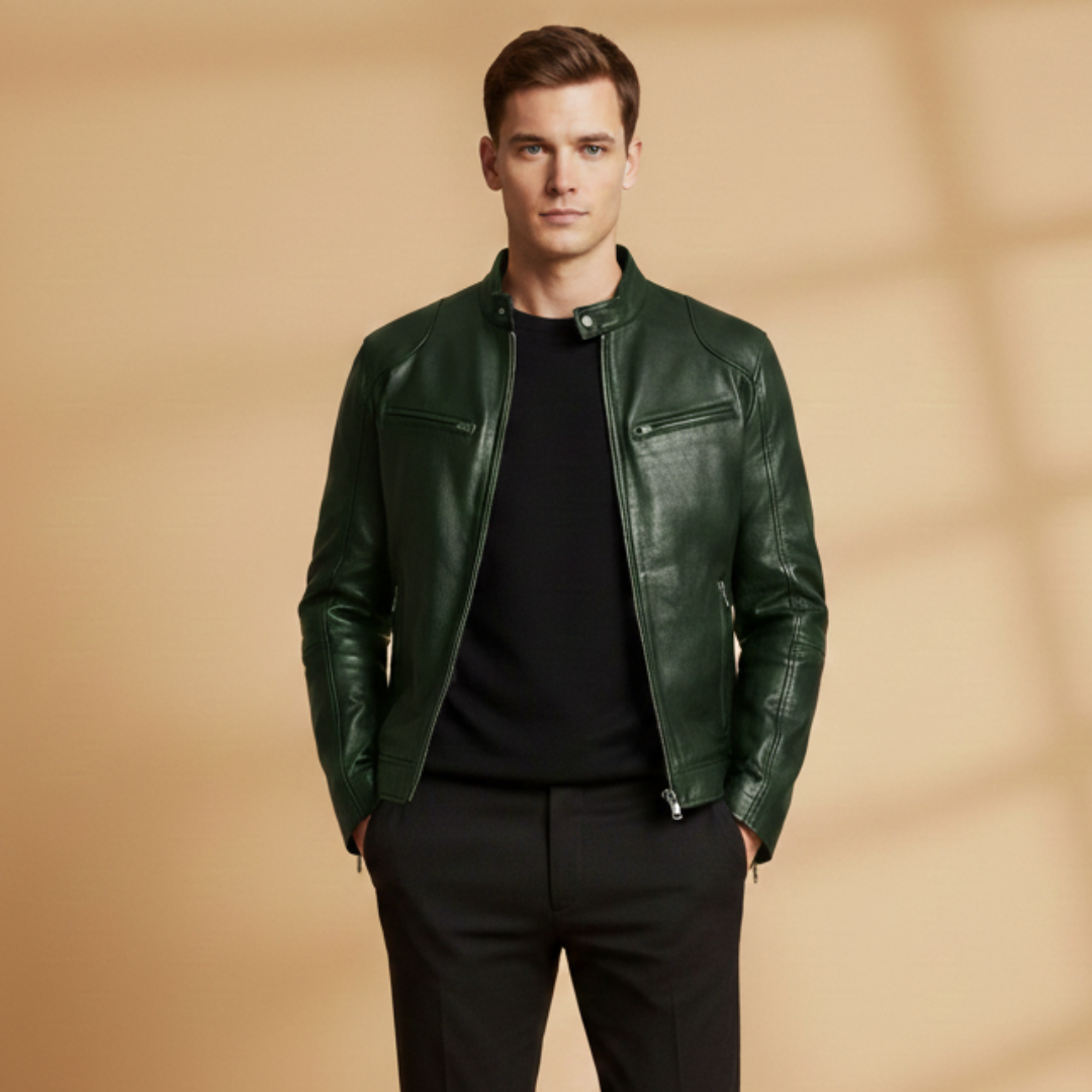 Malcolm Pratt | Biker Leather Jacket With Zip-Front Detail
