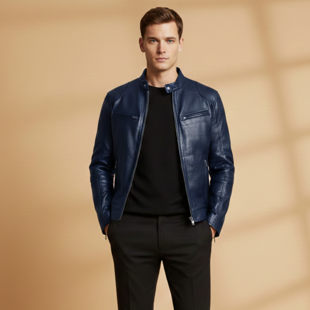 Malcolm Pratt | Biker Leather Jacket With Zip-Front Detail