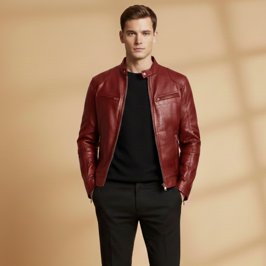 Malcolm Pratt | Biker Leather Jacket With Zip-Front Detail
