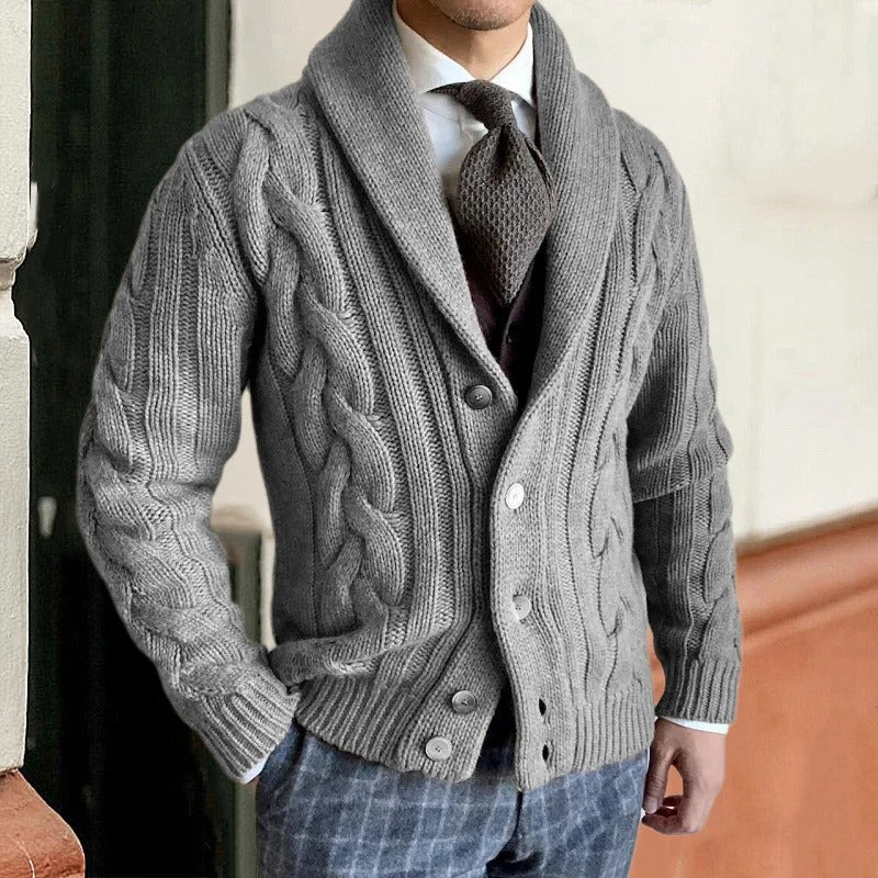 Harvey Latimer | Shawl Collar Cable Knit Sweater