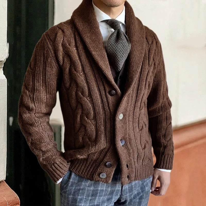 Harvey Latimer | Shawl Collar Cable Knit Sweater