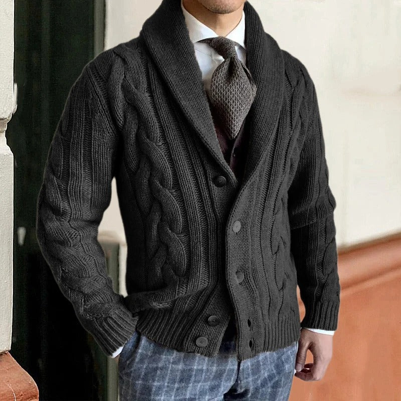 Harvey Latimer | Shawl Collar Cable Knit Sweater