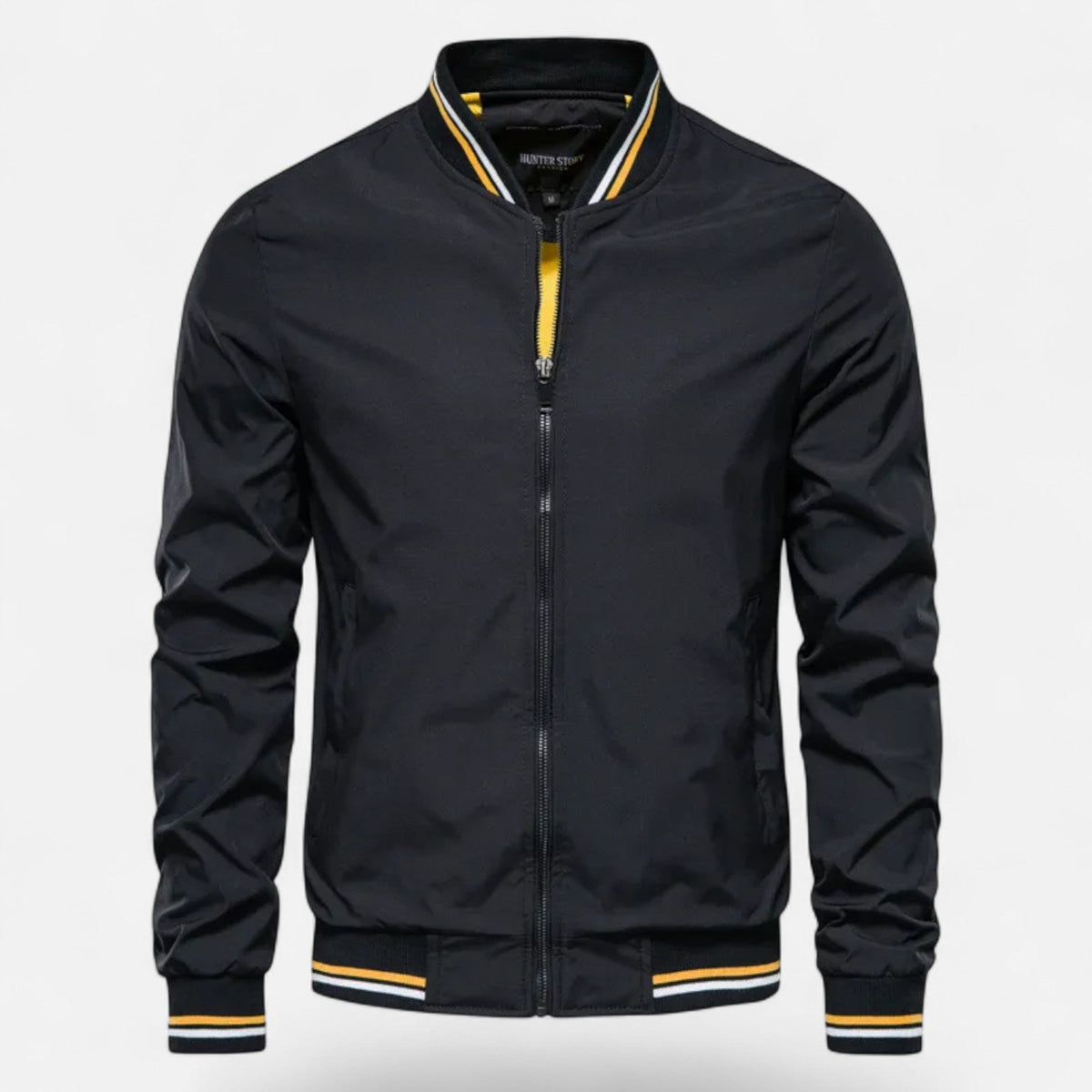 Marcus Wetherby | Stand-Collar Mens Jacket with Stripe Trim