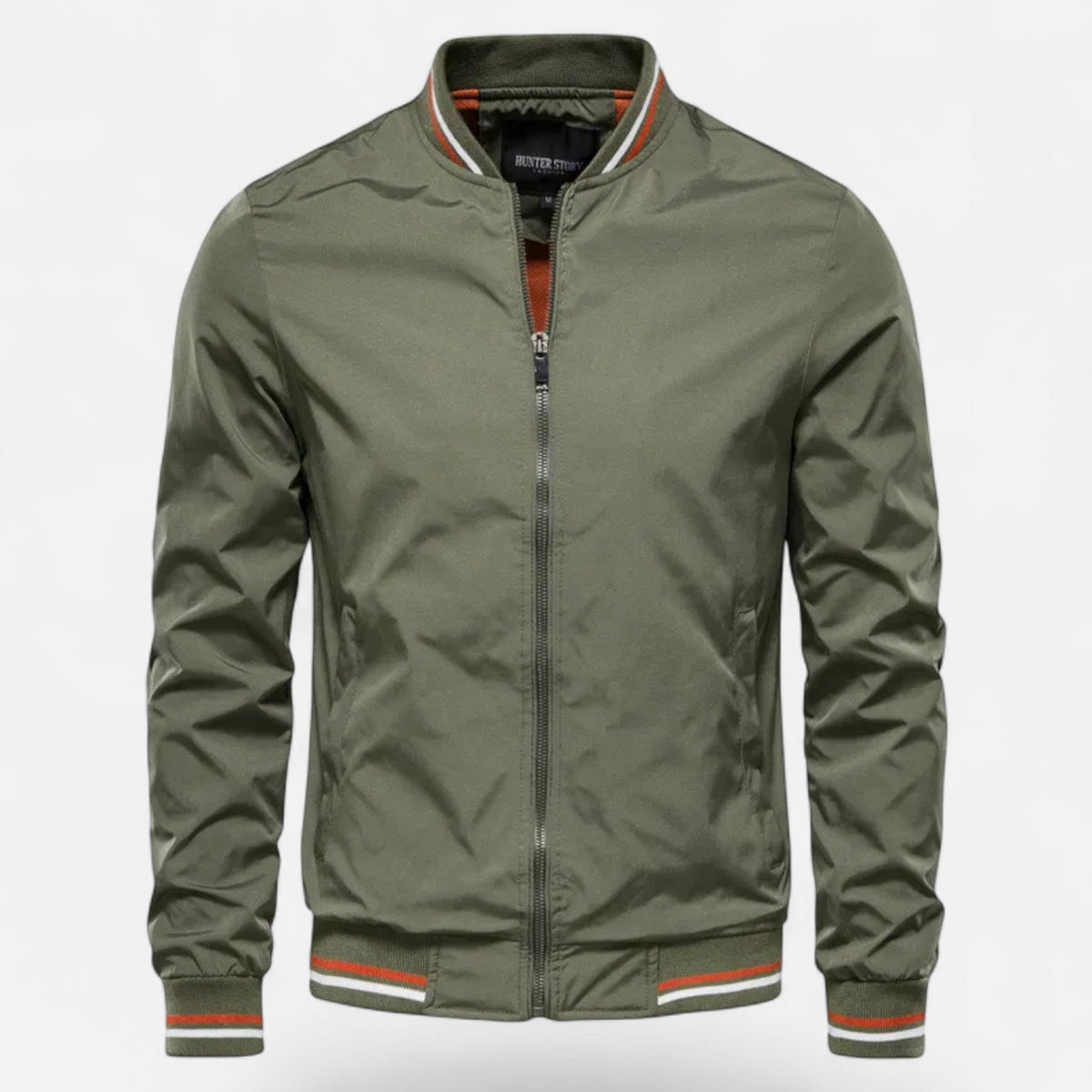Marcus Wetherby | Stand-Collar Mens Jacket with Stripe Trim