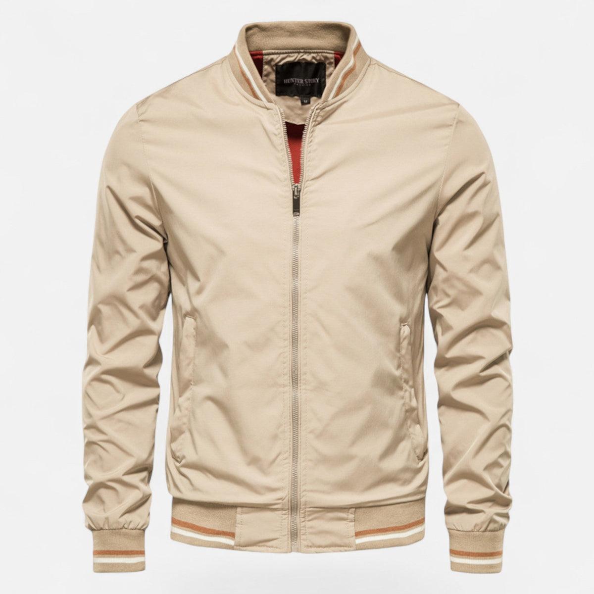 Marcus Wetherby | Stand-Collar Mens Jacket with Stripe Trim