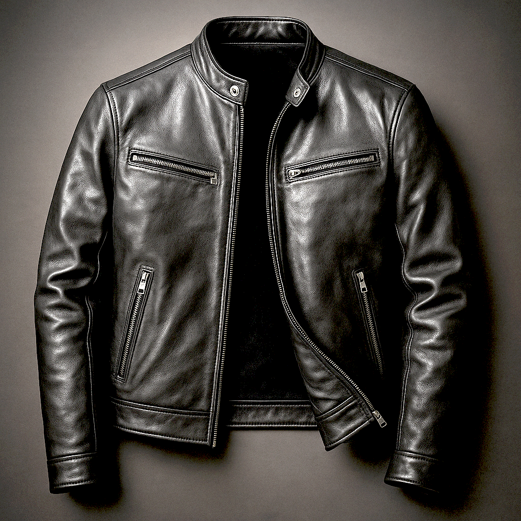 Leonard Wainwright | Green Leather Jacket with Zip Pockets