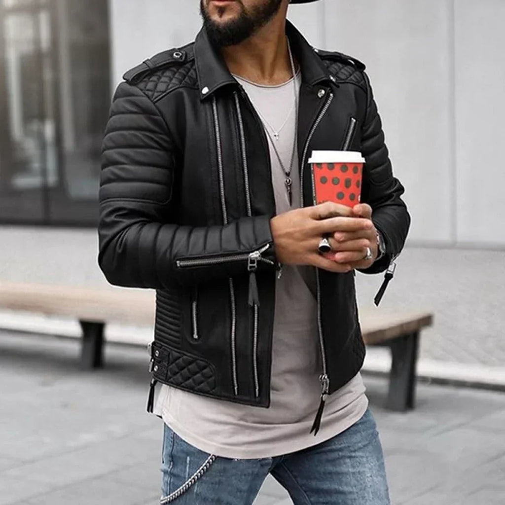 Arthur Taylor | Quilted Faux Leather Jacket With Zip Detail