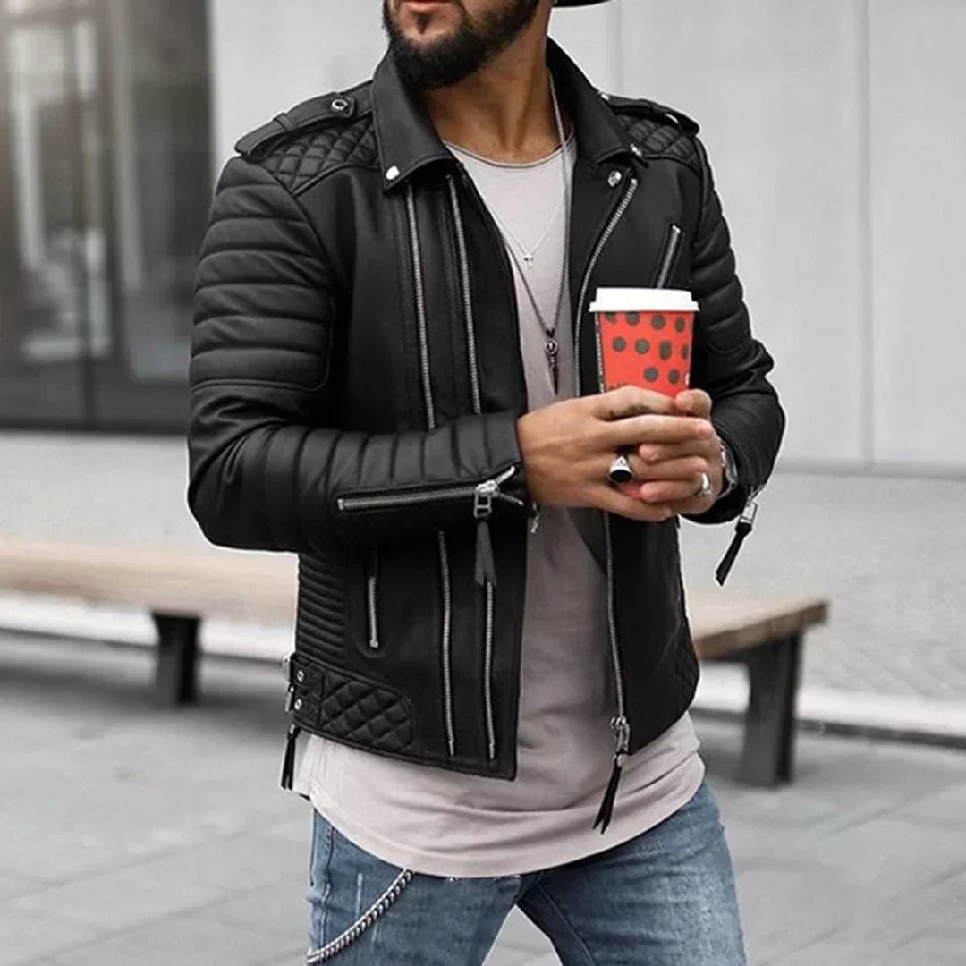 Arthur Taylor | Quilted Faux Leather Jacket With Zip Detail