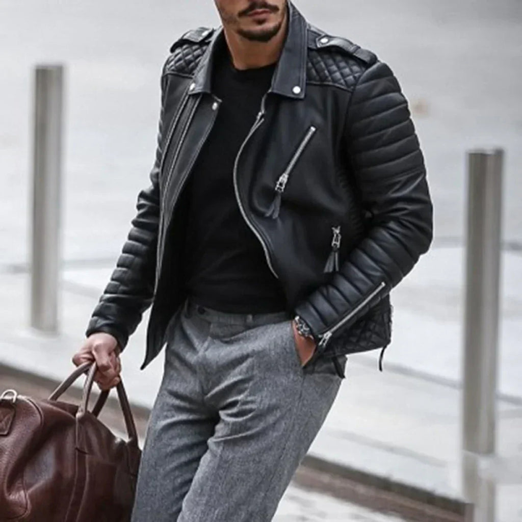 Arthur Taylor | Quilted Faux Leather Jacket With Zip Detail