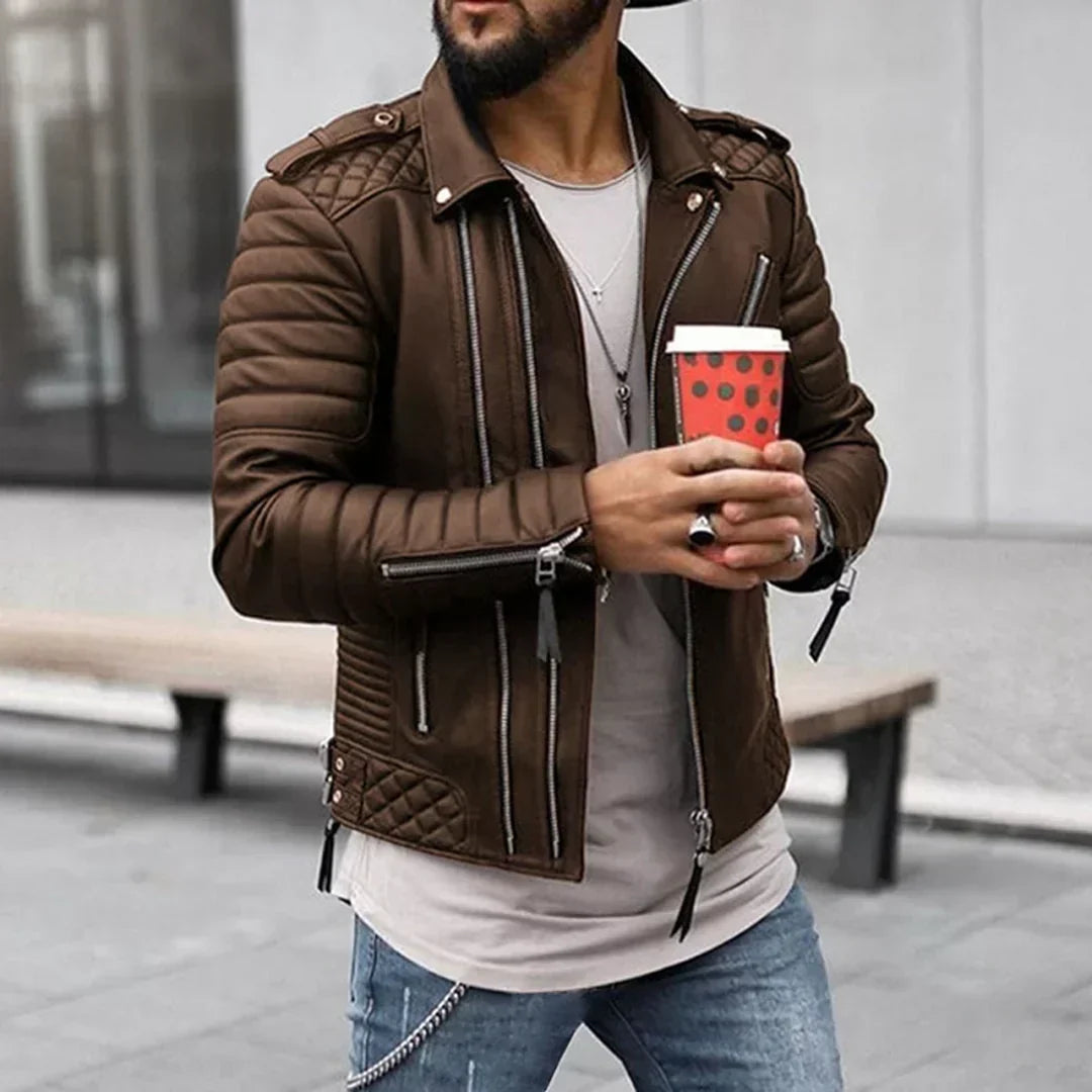Arthur Taylor | Quilted Faux Leather Jacket With Zip Detail
