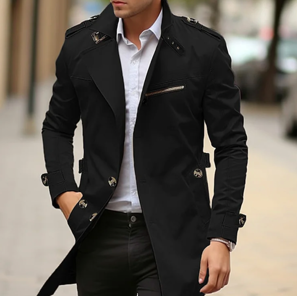 Arthur Blackwood | Beige Longline Trench Coat For Men