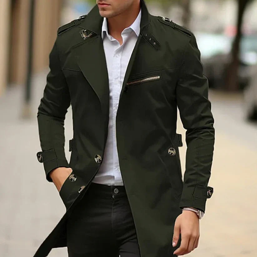 Arthur Blackwood | Beige Longline Trench Coat For Men