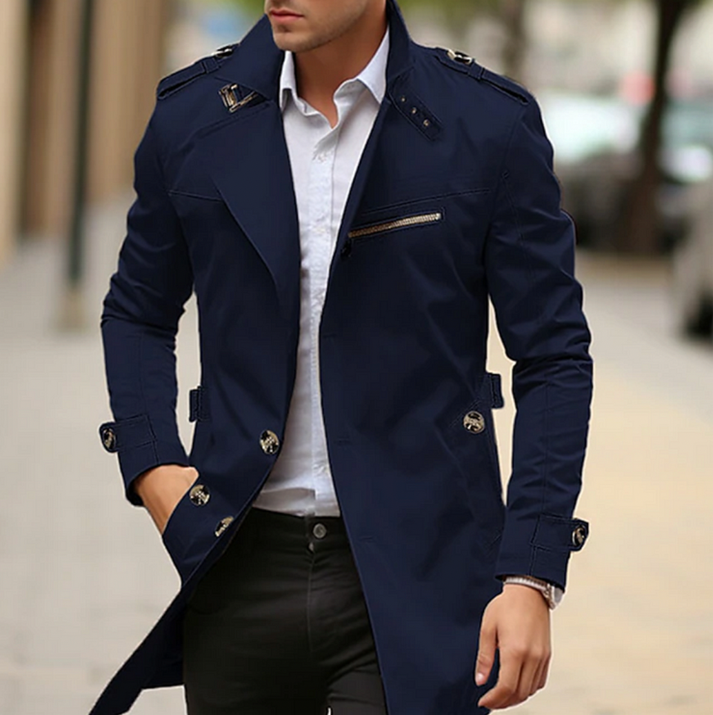 Arthur Blackwood | Beige Longline Trench Coat For Men