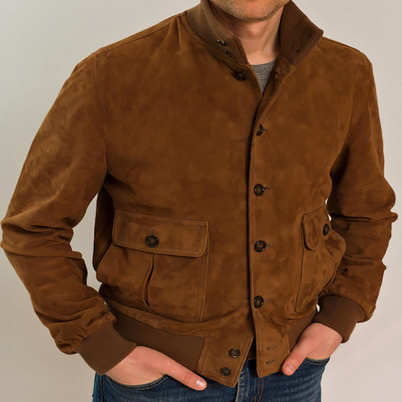 Jasper Lockhart | Suede Mens Jacket With Stand Collar