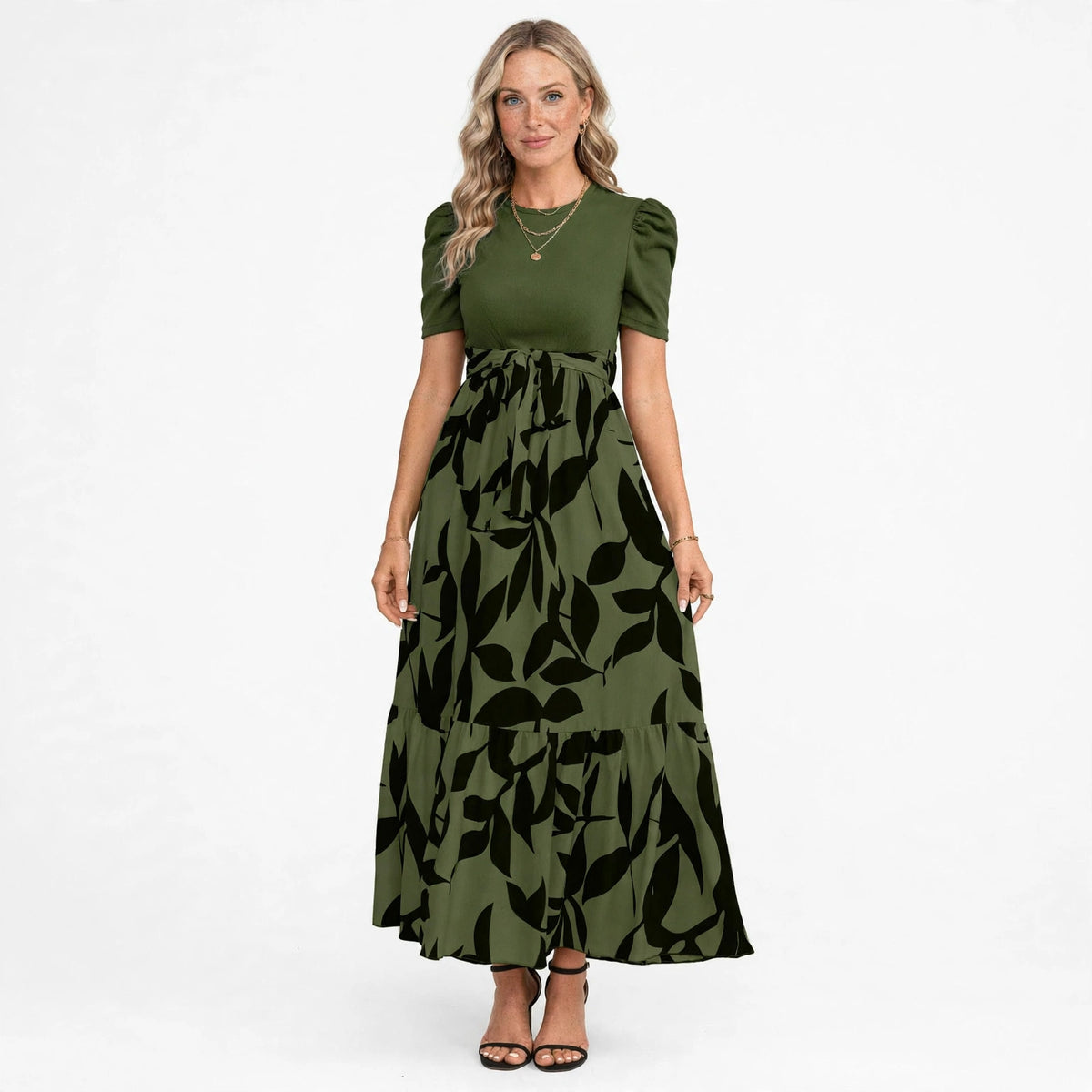 Marigold Hensley | Floral Print Maxi Dress with Puff Sleeves