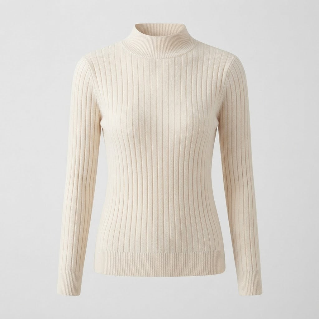 Millicent Davies | Ribbed Half Turtleneck Long Sleeve Top