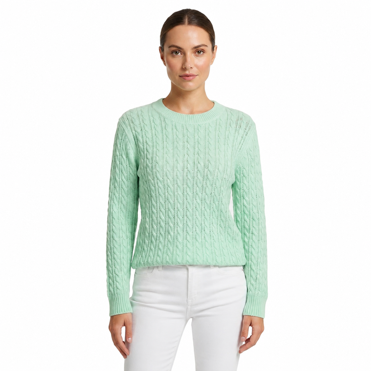 Millicent Hall | Cable-Knit Round Neck Sweater
