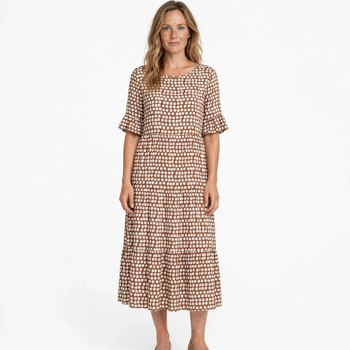 Phoebe Kingsley | Polka Dot Tiered Midi Dress