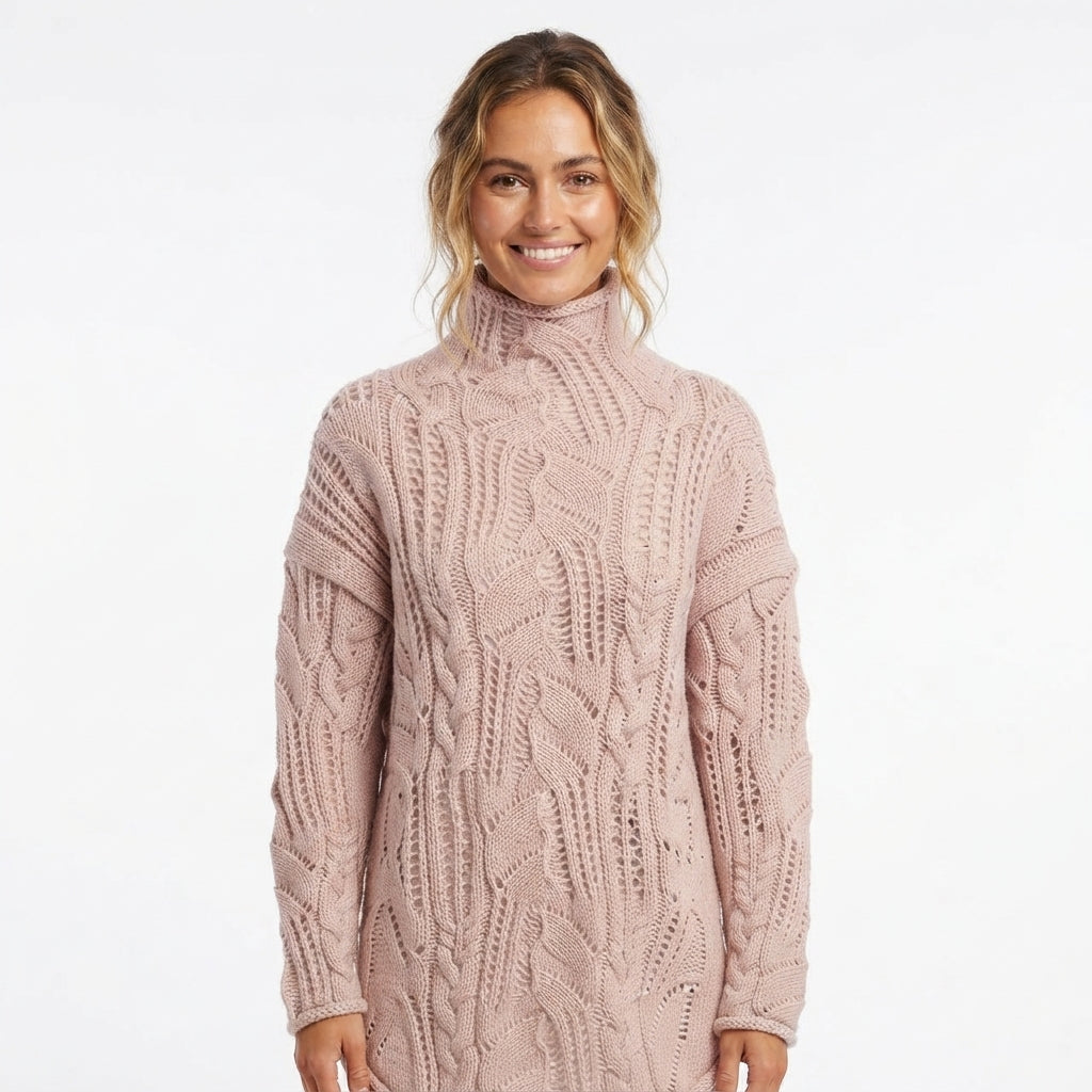 Millicent Roberts | Blue Cable-Knit Turtleneck Sweater