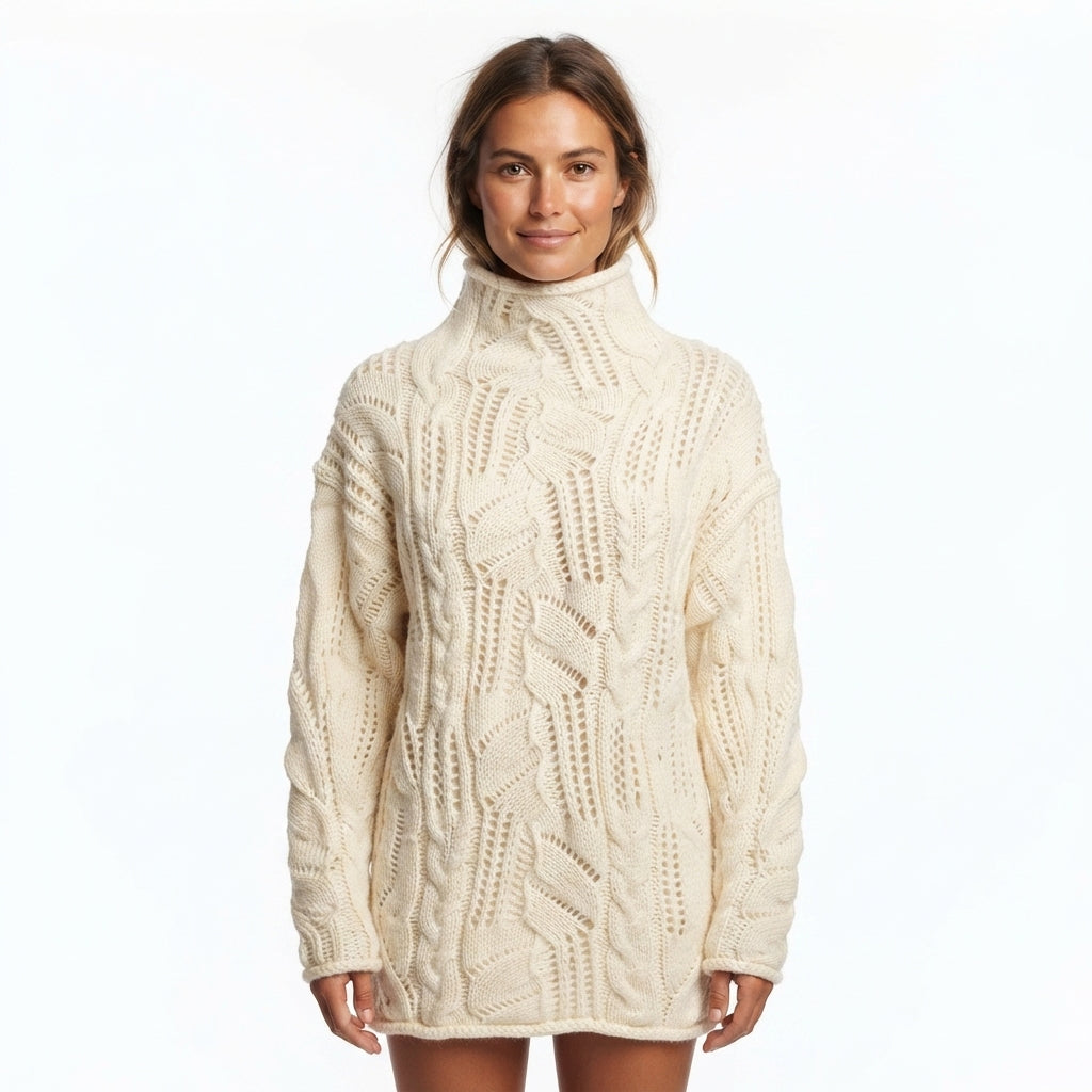 Millicent Roberts | Blue Cable-Knit Turtleneck Sweater