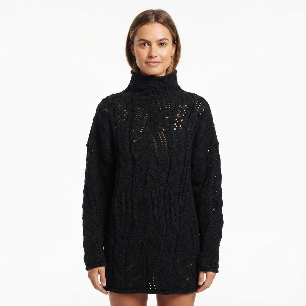 Millicent Roberts | Blue Cable-Knit Turtleneck Sweater