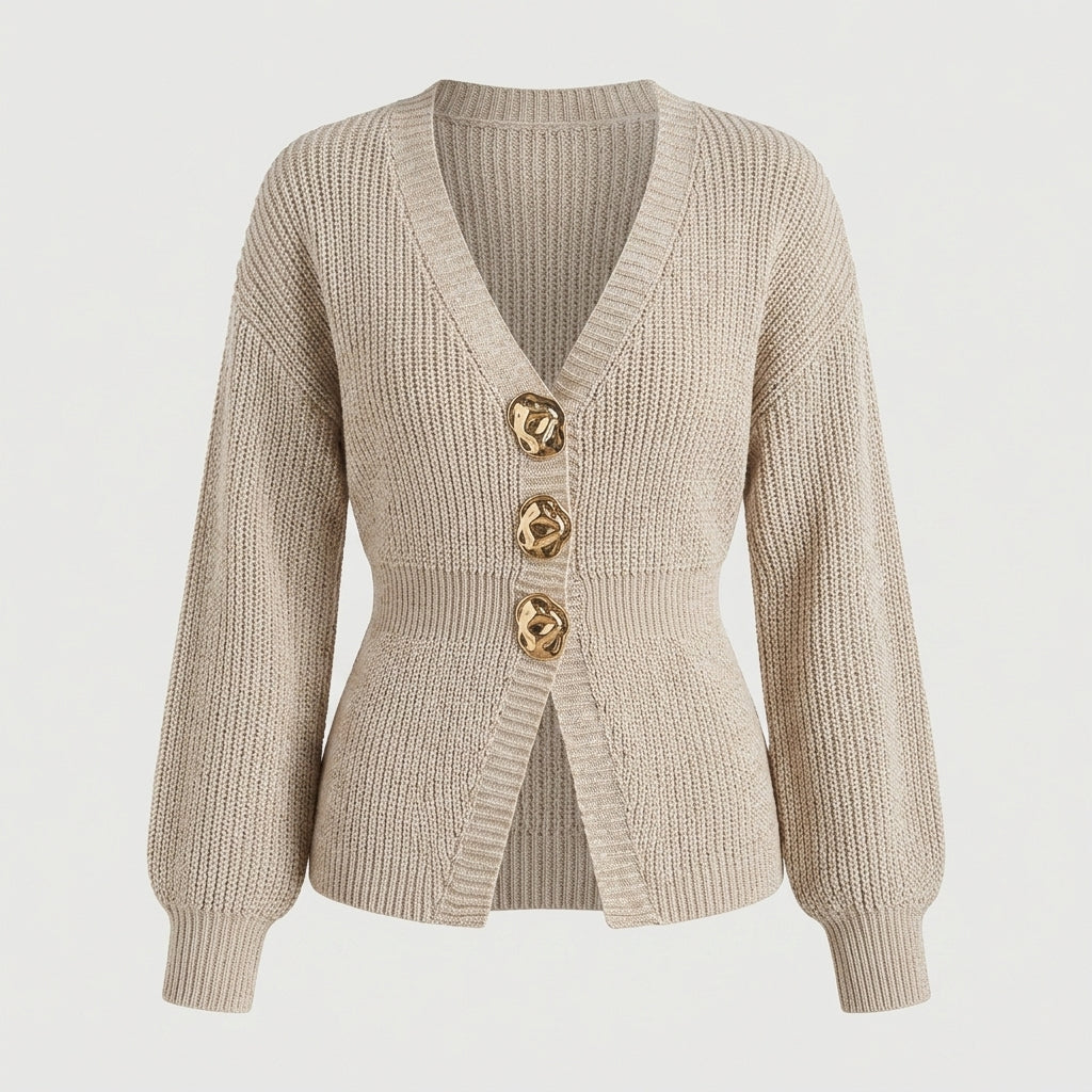 Moira Kilbride | V-Neck Button-Up Knit Cardigan