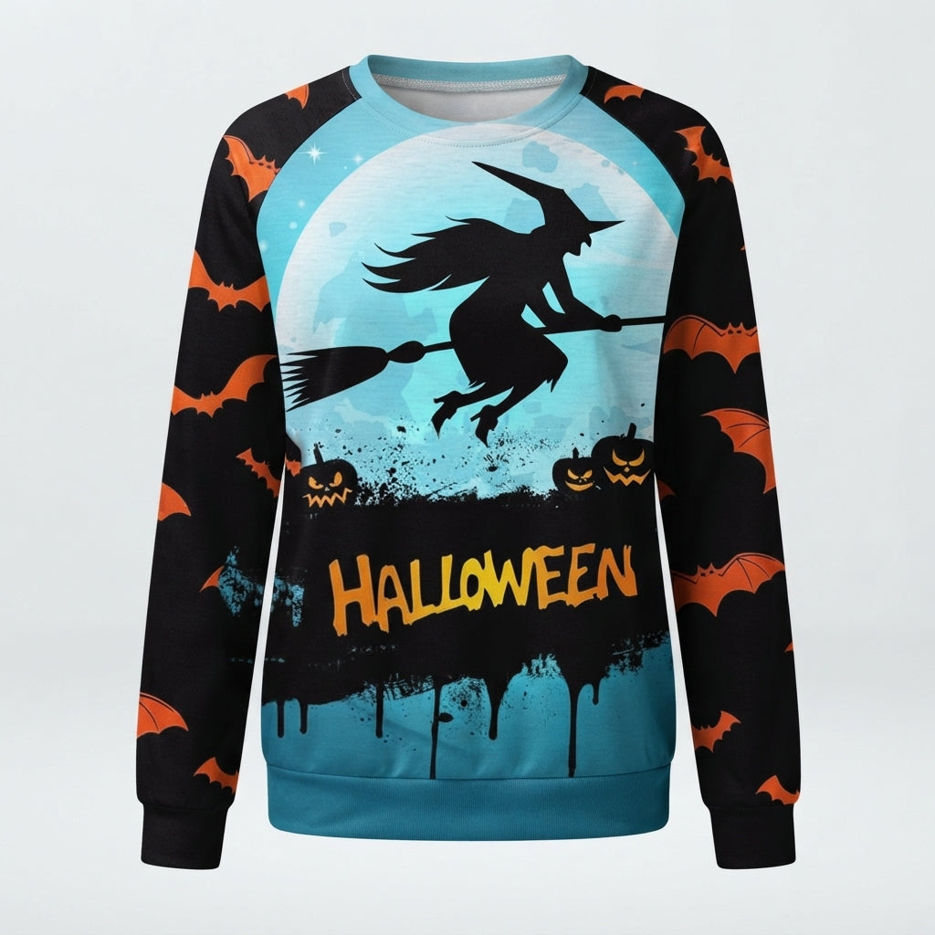 Edith Sowerby | Witch Halloween Sweater With Moonlit Print