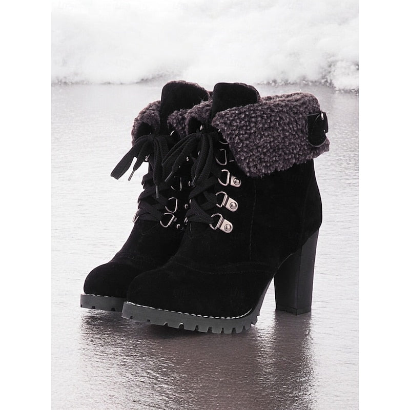 Freya Robinson | Fur-Trimmed Lace-Up Winter Boots