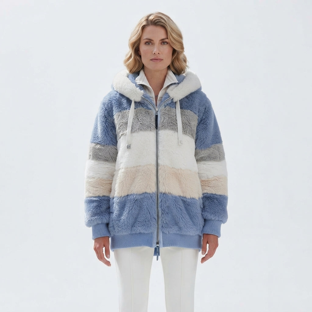 Naomi Stanton | Multicolour Faux Fur Hooded Puffer Jacket