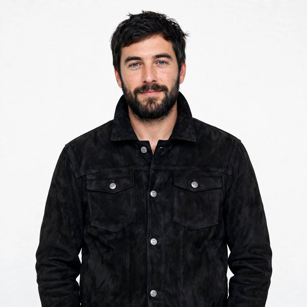 Clive Whitmore | Suede Mens Jacket With Button Chest Pockets