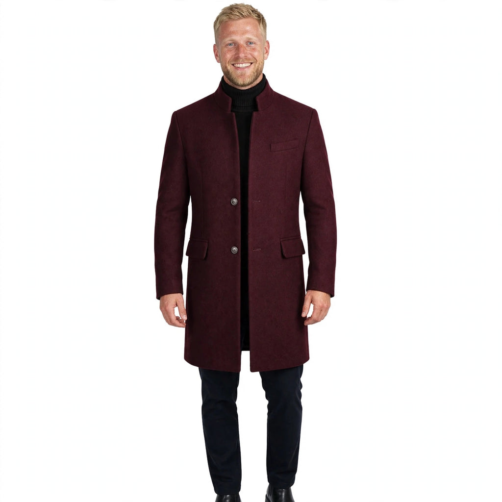 Edward Barclay | Wool-Blend Mens Coat With Stand Collar
