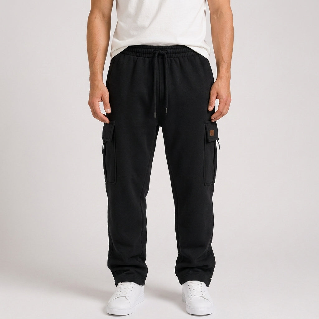 Nathaniel Hughes | Loose Fit Cargo Trousers For Men - Black