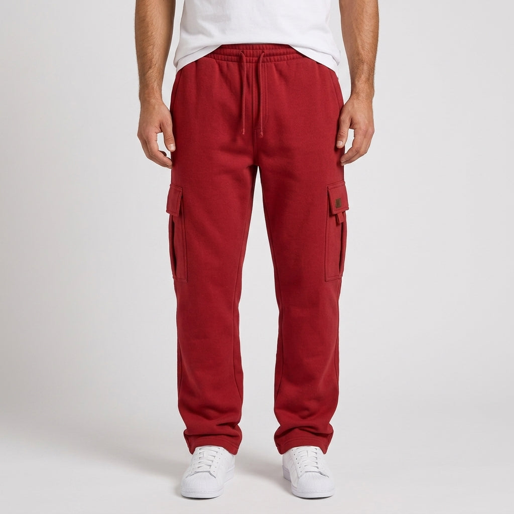 Nathaniel Hughes | Loose Fit Cargo Trousers For Men - Red