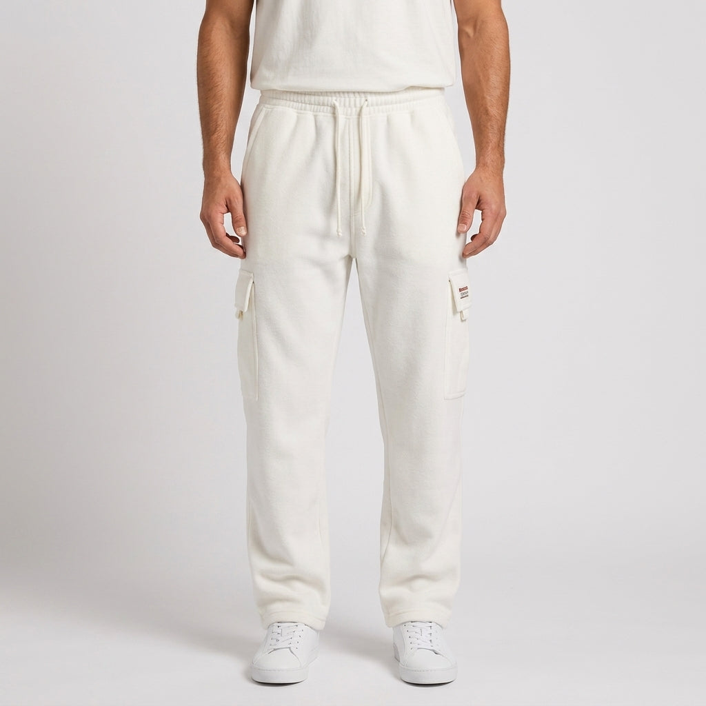 Nathaniel Hughes | Loose Fit Cargo Trousers For Men - White