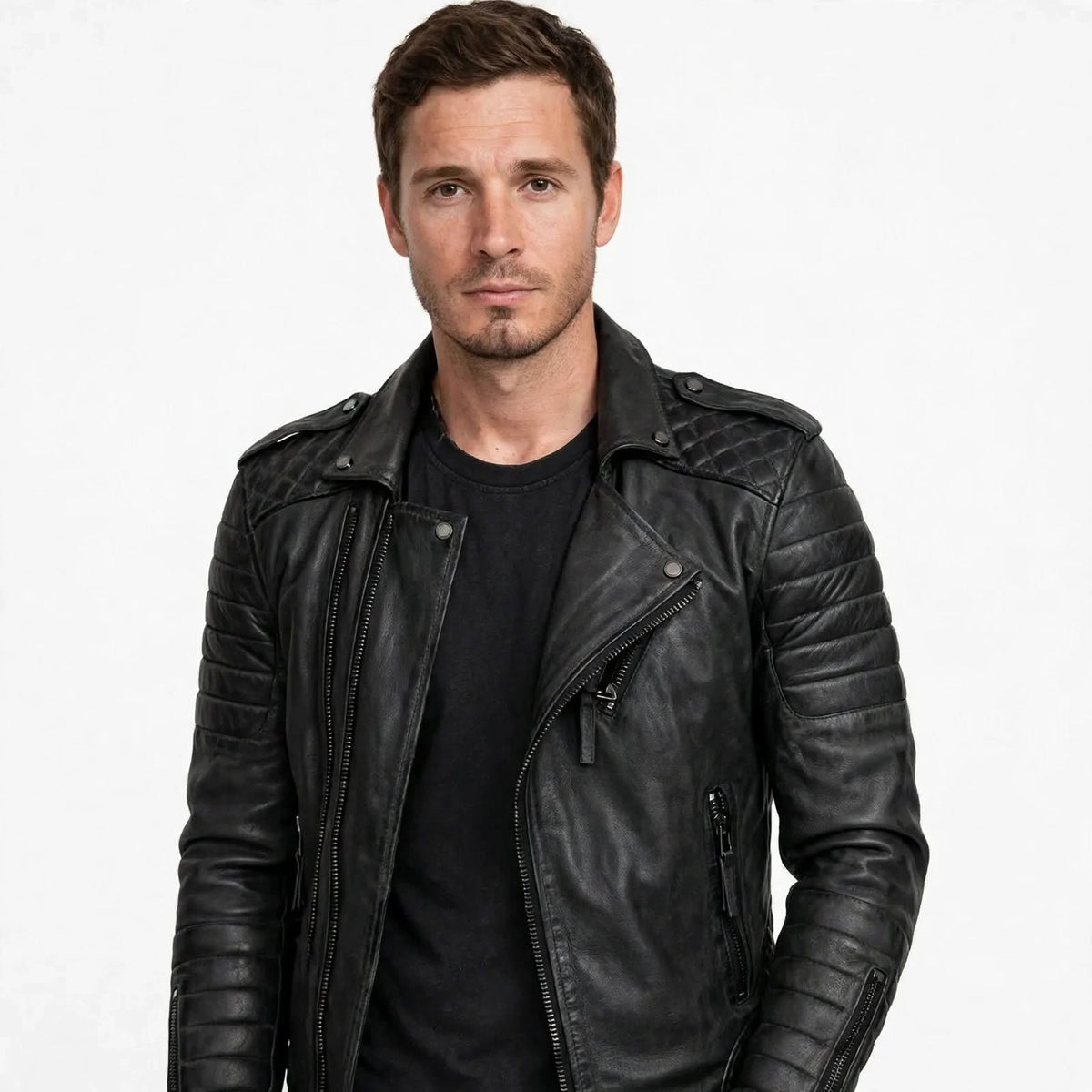 Angus Whitmore | Black Quilted Leather Jacket