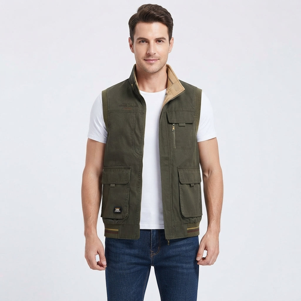 Nigel Ashbourne | Cotton Multi-Pocket Utility Vest for Men