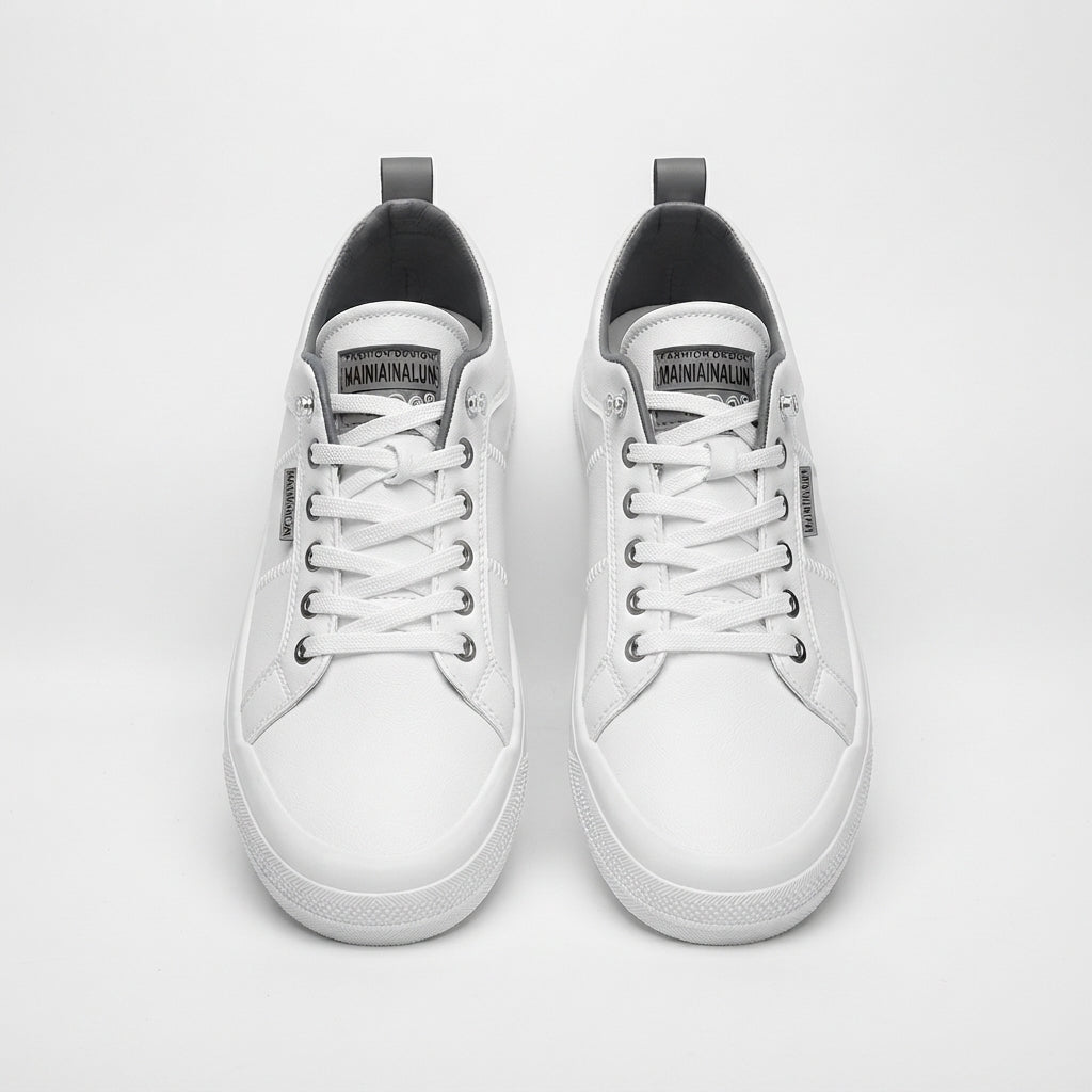 Nigel Prentice | White Leather Low-Top Sneakers For Men
