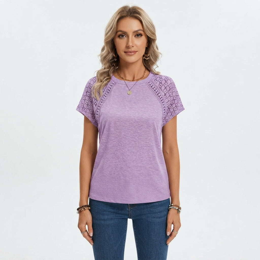 Octavia Prescott | Lace-Sleeve Everyday T-Shirt