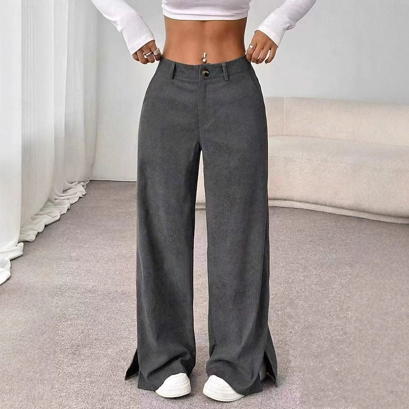 Olivia Brown | High-Waist Wide-Leg Corduroy Trousers