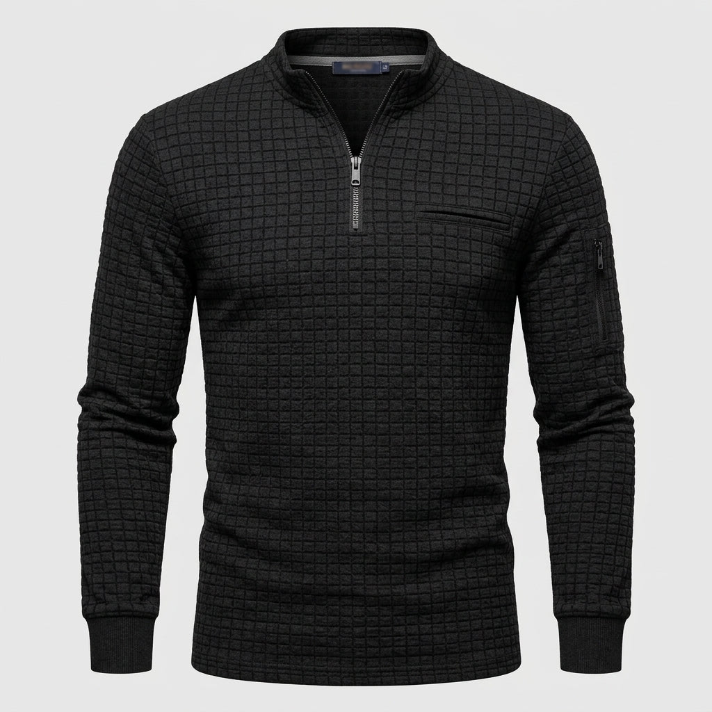 Oliver Kingsley | Quarter-Zip Waffle Knit Polo Shirt for Men