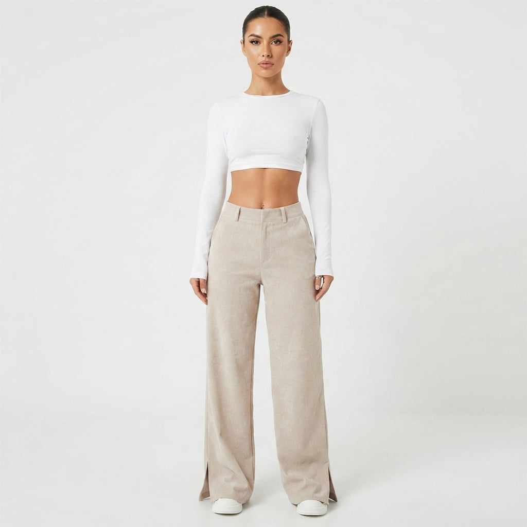 Olivia Brown | High-Waist Wide-Leg Corduroy Trousers
