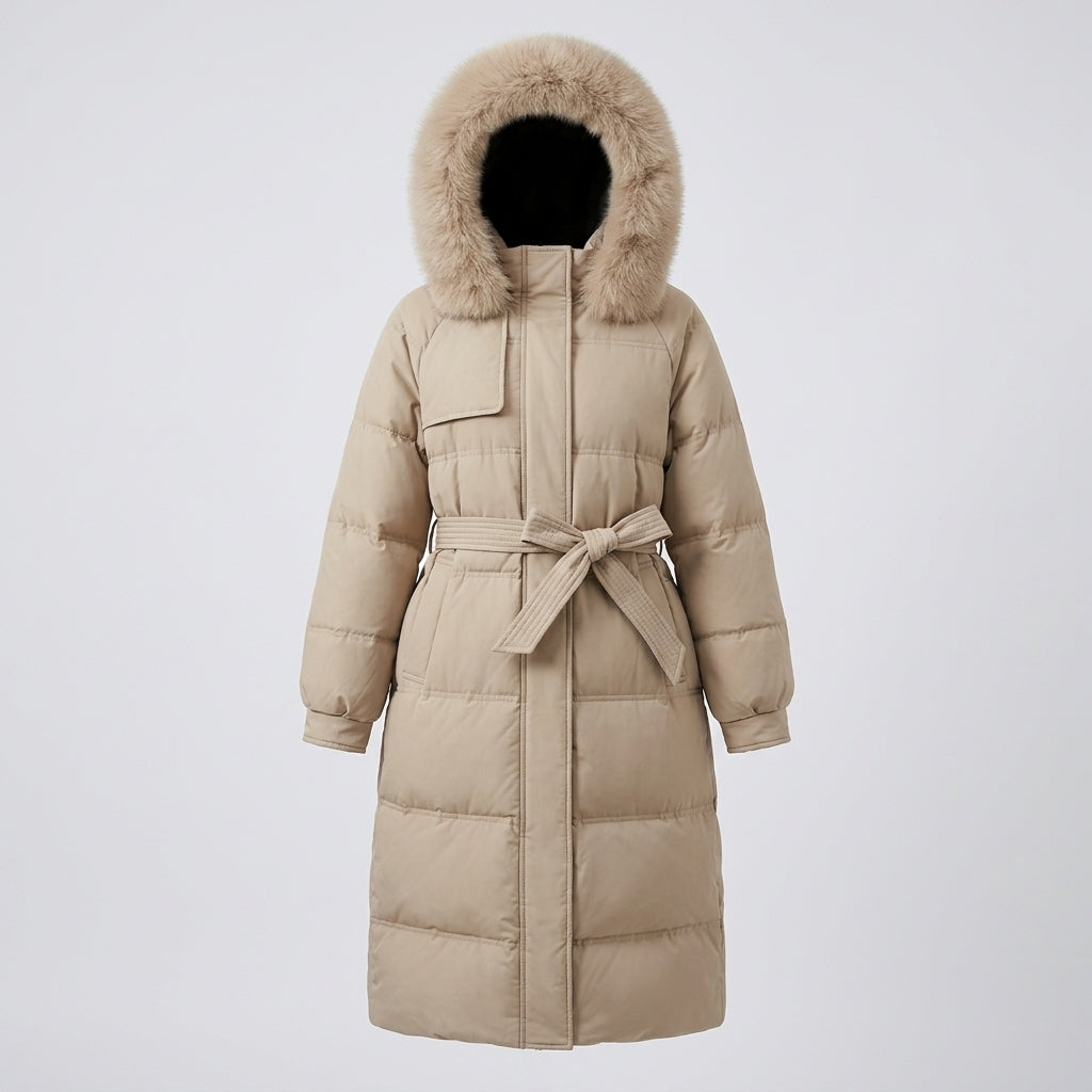 Marina Fletchley | Long Fur-Trim Hooded Puffer Jacket