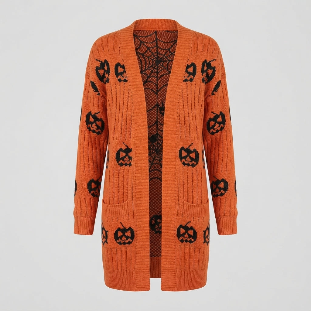 Millicent Thorne | Pumpkin Jacquard Sweater with Pockets