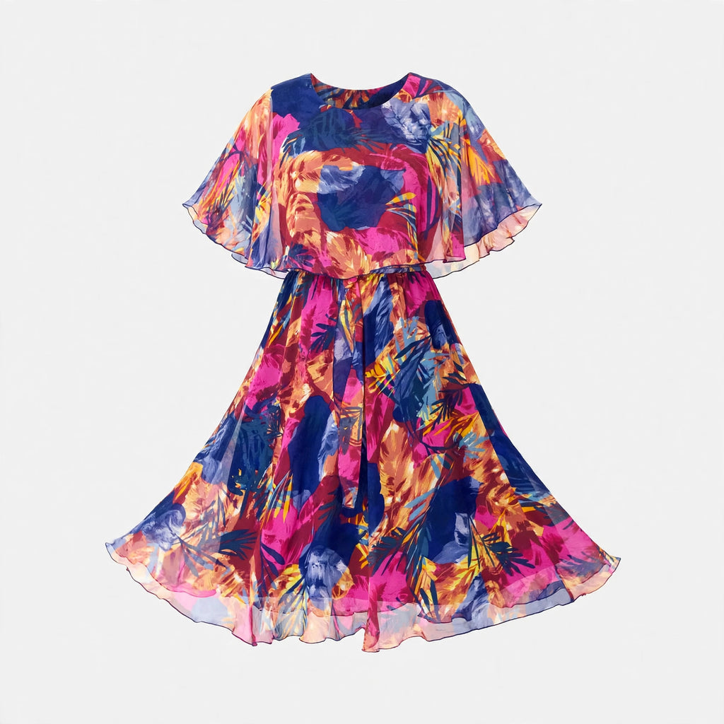 Miriam Chadwick | Tropical Floral Flutter Sleeve Midi Dress