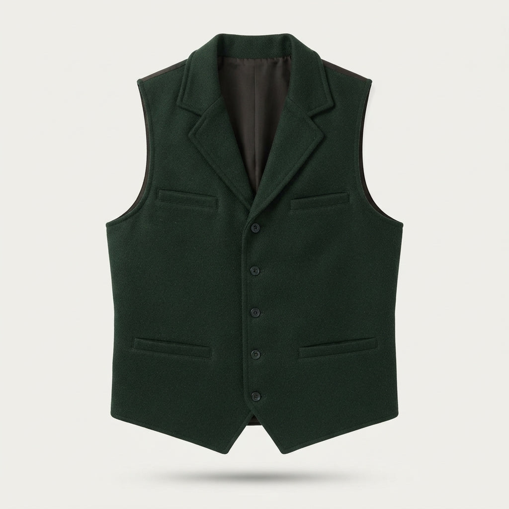 Percy Holloway | Herringbone Wool Slim-Fit Vest for Men