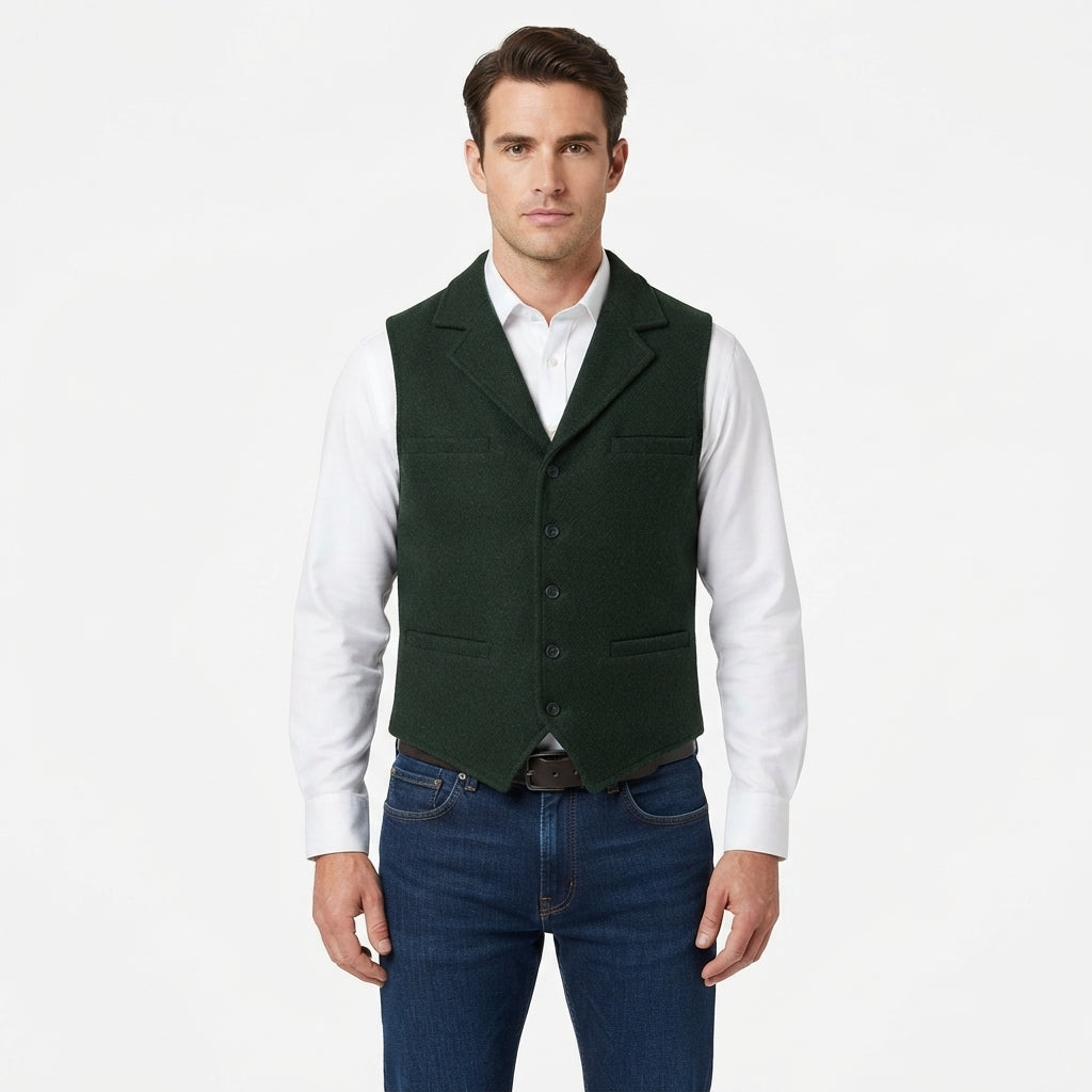 Percy Holloway | Herringbone Wool Slim-Fit Vest for Men