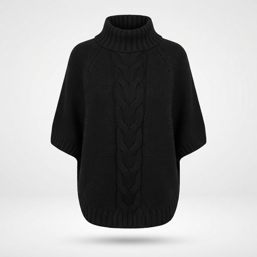 Philippa Kendrick | Cable Knit Batwing Sleeve Turtleneck Jumper